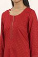 Red Viscose Rayon Straight Kurta Pants Set image number 1