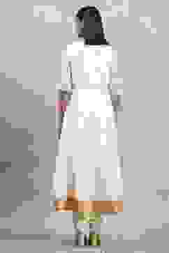 Off White Viscose Blend Printed Kalidar Suit Set image number 4