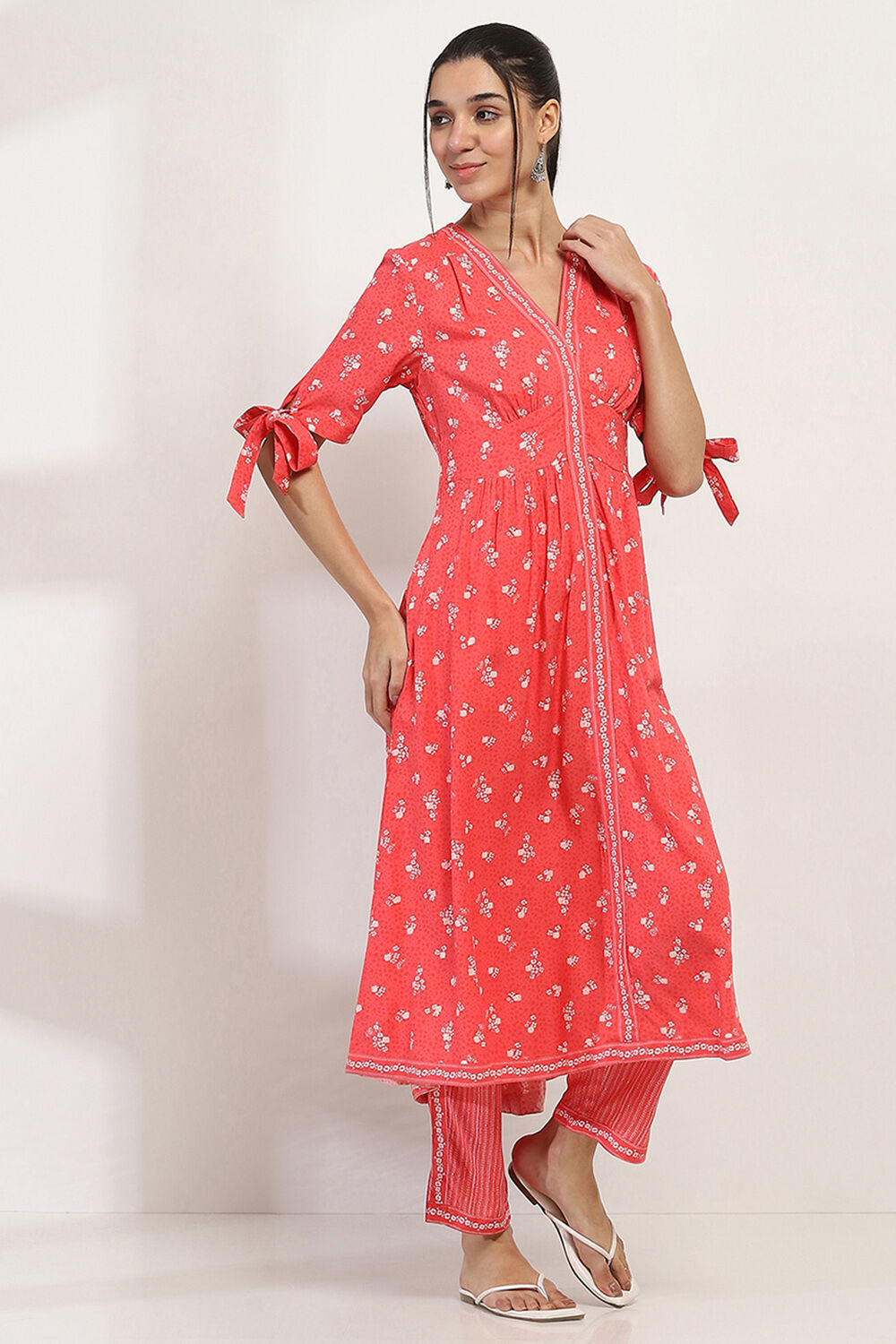 Coral Printed Flared Dress image number 4