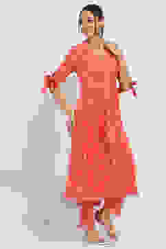 Coral Printed Flared Dress image number 4