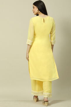 Yellow Cotton Blend Straight Kurta image number 4