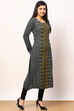 Grey Jacquard Straight Kurta image number 3