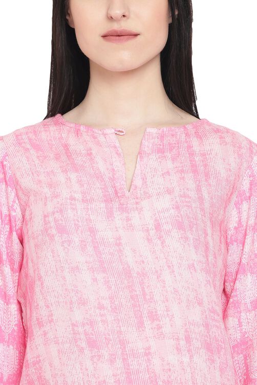 Pink Viscose Straight Kurta image number 4