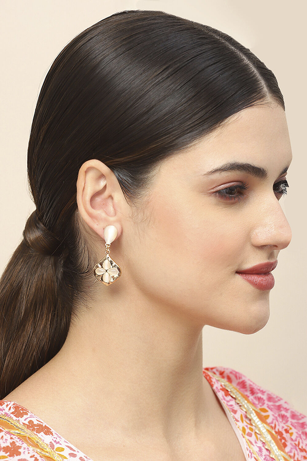 Gold Oxidised Alloy Earrings image number 3