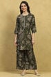Green Viscose Blend Printed Straight Kurta Palazzo Set image number 6