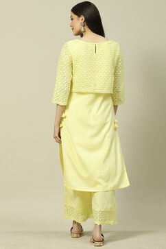 Butter Yellow Viscose Woven Straight Kurta Suit Set image number 4