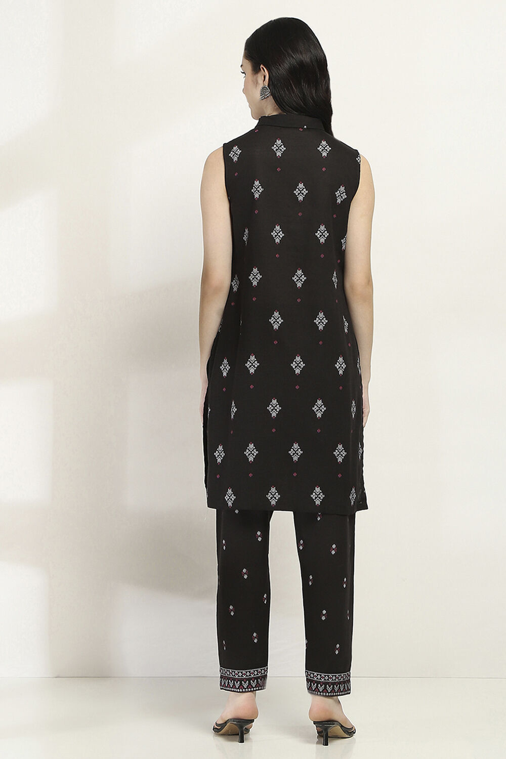 Black Printed Straight Co-ord Set image number 4