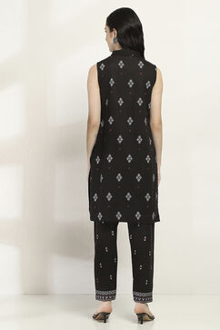 Black Viscose Blend Straight SET image number 4