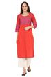 Orange Straight Poly Cotton Kurta image number 0