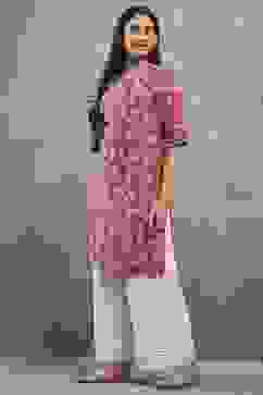 Pink Polyester Straight Kurta Pants Set image number 3