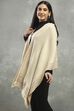 Off White Polyester Yarndyed Cape  image number 2