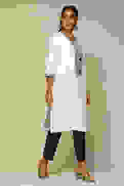 White Pashmina Straight Kurta image number 4