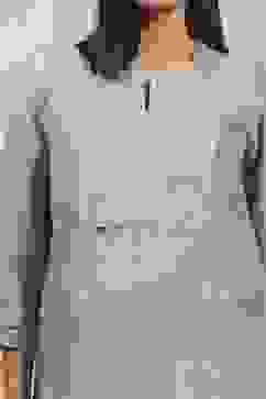 Dust Blue Tissue Solid Straight Suit Set image number 1