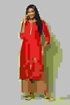 Pink LIVA Straight Printed Kurta image number 5