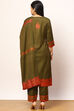 Olive Green Acrylic Straight Suit Set image number 4