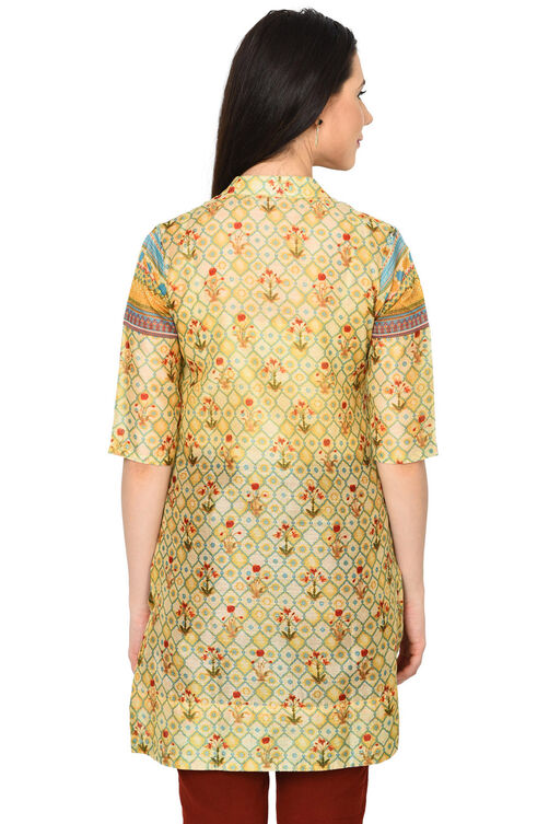 Beige Straight Polyester Kurta image number 3