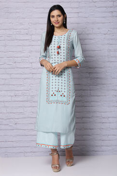 Mint Green Viscose Rayon Straight Kurta image number 5