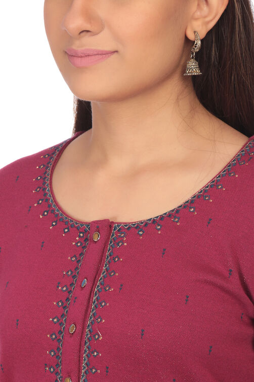 Wine Straight Viscose Kurta image number 1