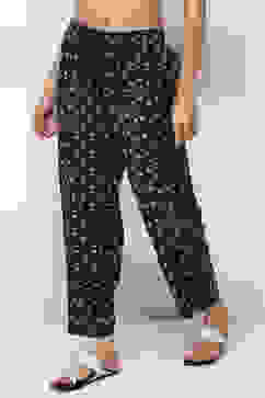 Indigo Cotton Printed Regular Pants image number 2