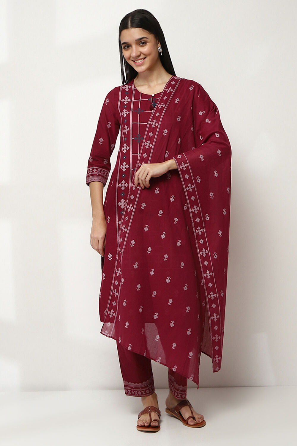 Red Cotton Dupatta image number 0