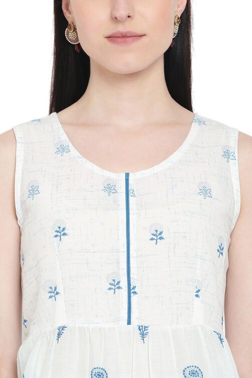 White Cambric Tiered Dress Kurta image number 1