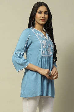 Ice Blue Rayon Slub Indie Top image number 4