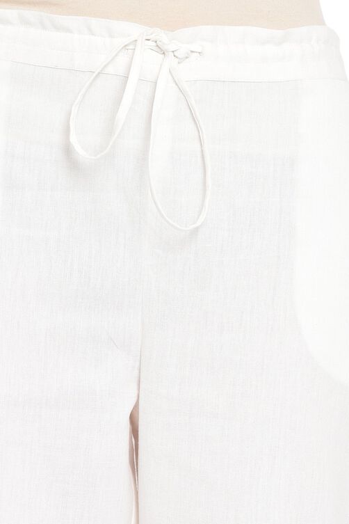 Off White Cotton Fusion Pants image number 1