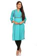 Turquoise Straight Cotton Kurta image number 0
