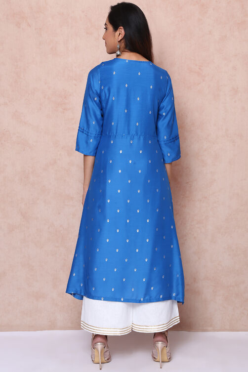 Royal Blue Art Silk A Line Kurta image number 5