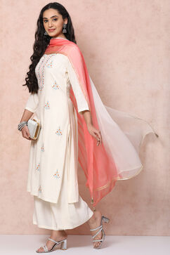 Cream LIVA Straight Suit Set image number 7