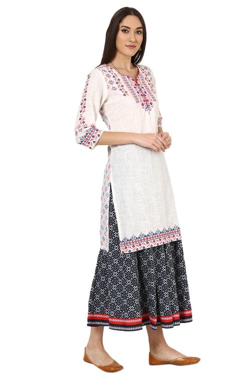 White Straight Cotton Kurta image number 2
