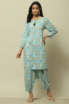 Blue Rayon Straight Co-ord Set image number 0