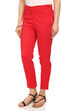 Red Cotton Slim Pants image number 1