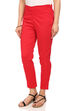 Red Cotton Slim Pants
