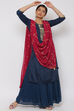 Petrol Blue Viscose Straight Suit Set image number 2