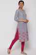 Blue Cotton Straight Kurta image number 3