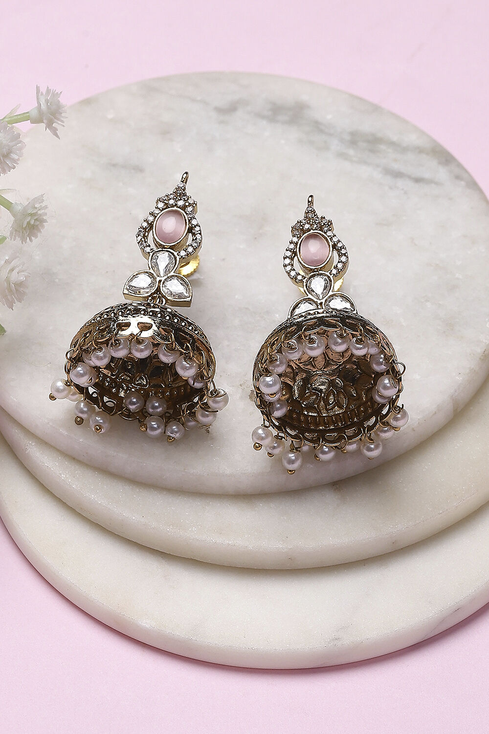 Pink Brass Jhumka image number 0