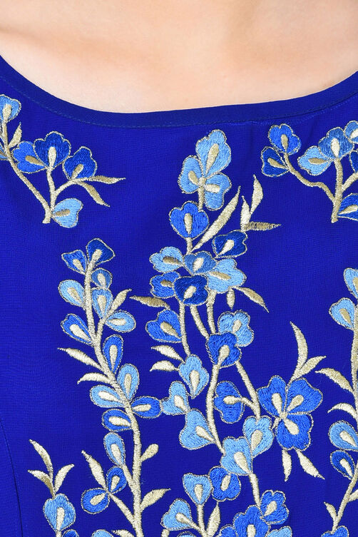 Blue Flared Viscose Kurta image number 1