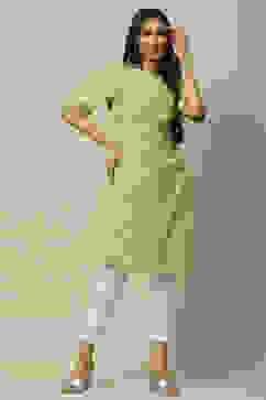 Green Rayon Staight Kurta image number 0