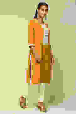 Mustard Polyester Straight Kurta image number 4