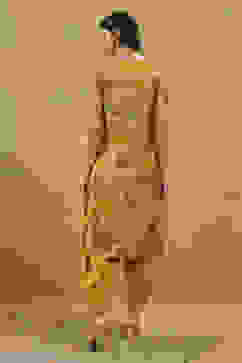 Mustard Viscose Blend Printed Straight Suit Set image number 4