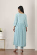Blue Viscose Polyester Straight Suit Set image number 4