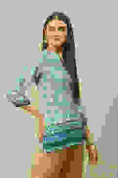 Green Polyester A-Line Printed Top image number 4