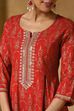 Red Viscose Rayon Straight Printed Suit Set image number 1