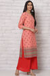 Coral Cotton Straight Kurta image number 3