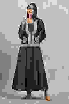 Blue Polyester Blend Printed Kalidar Dress image number 5