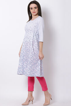 Blue Poly Cotton A-Line Kurta image number 0