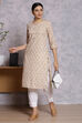 Beige Polyster Kurta image number 4