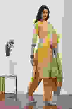 Yellow Cotton Straight Suit Sets image number 5