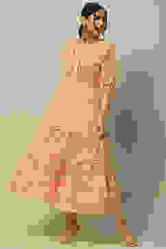 Peach Voile Tiered Dress image number 0